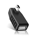 Adaptador Mini USB macho a USB 2.0 AF, compatible con función OTG, 90 Degree Left Angled, 90 Degree Right Angled