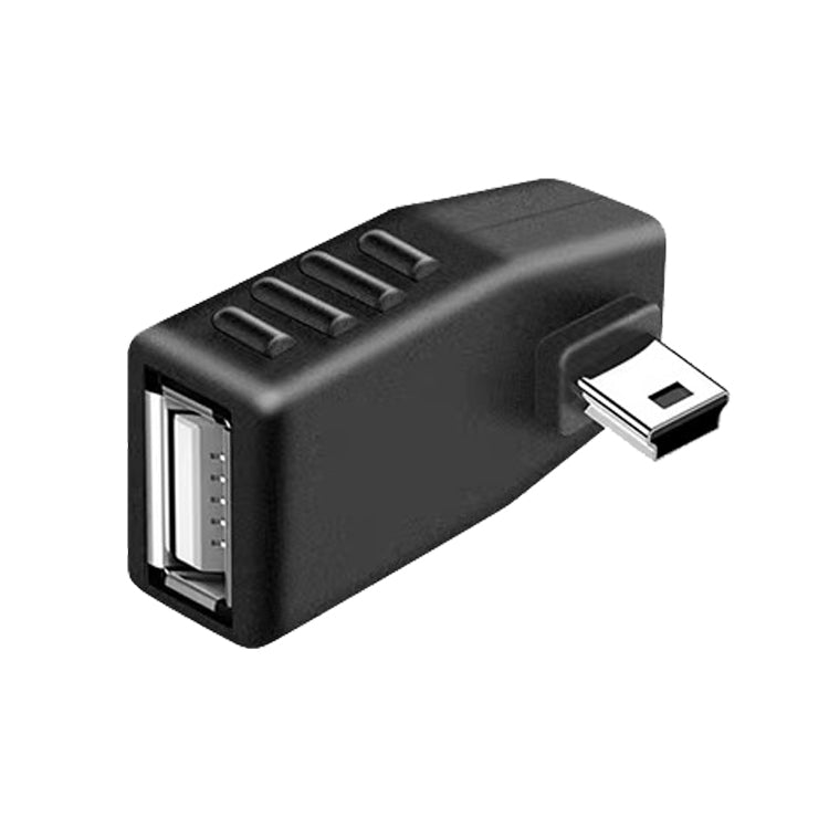 Adaptador Mini USB macho a USB 2.0 AF, compatible con función OTG, 90 Degree Left Angled, 90 Degree Right Angled