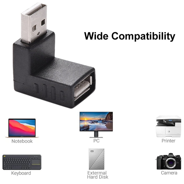 Adaptador USB 2.0 AM a AF con ángulo de 90 grados, 90 Degree Up Angled, 90 Degree Down Angled