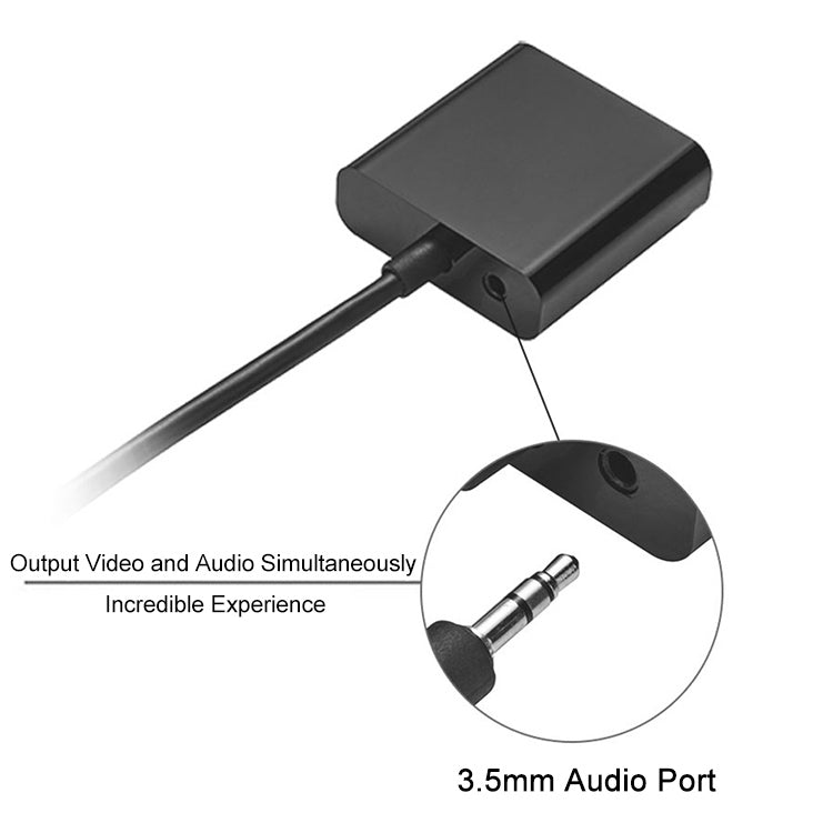 Cable adaptador de vídeo Full HD 1080P Mini HDMI macho a VGA hembra, 22cm, con cable de audio, Mini HDMI