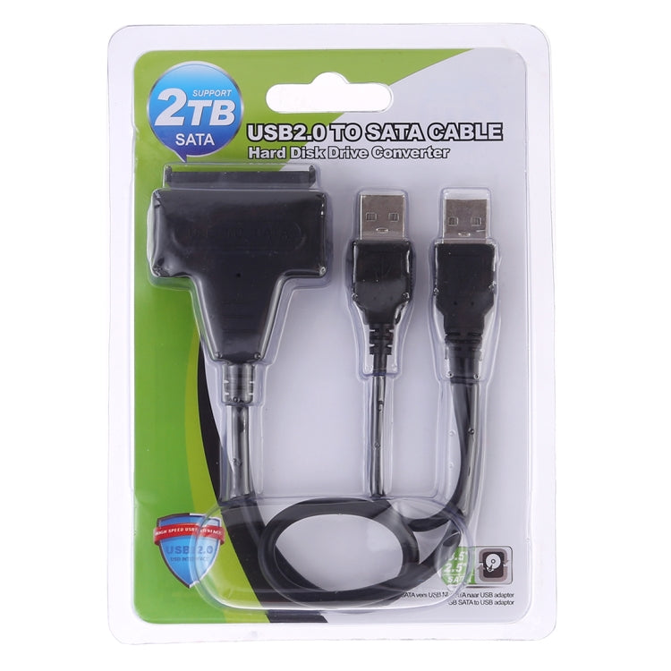 Adaptador convertidor de cable de datos SATA USB 2,0 a 7 + 15 pines 22 pines con caja para disco duro HDD de 2,5/3,5 pulgadas, USB to SATA With USB (W)