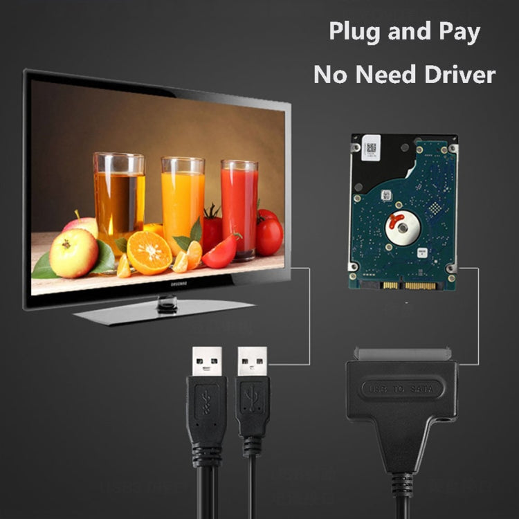 Adaptador convertidor de cable de datos SATA USB 2,0 a 7 + 15 pines 22 pines con caja para disco duro HDD de 2,5/3,5 pulgadas, USB to SATA With USB (W)
