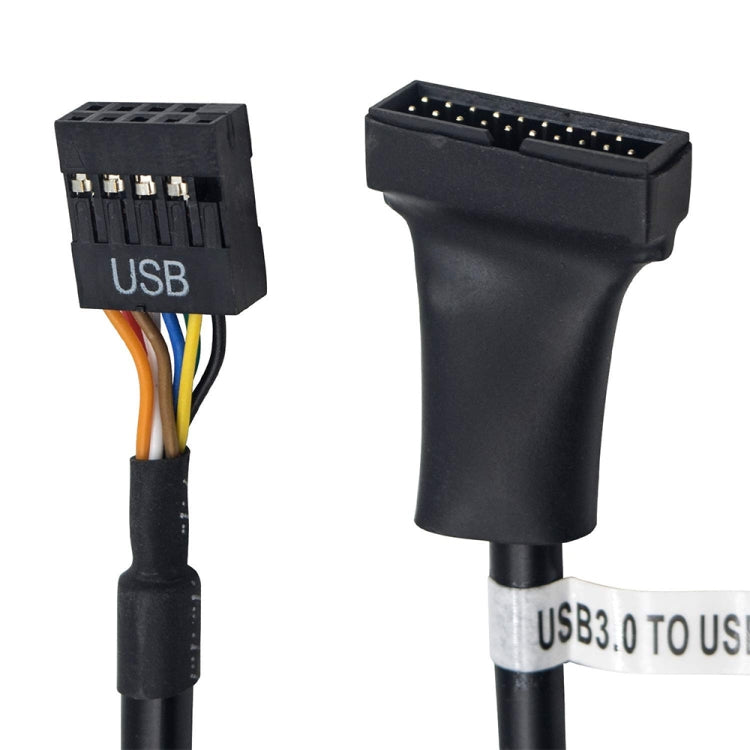 Cable adaptador macho de carcasa USB 2.0 de 9 pines hembra a USB 3.0 de 19 pines, longitud: 15 cm, 9 Pin Female to 19 Pin Male