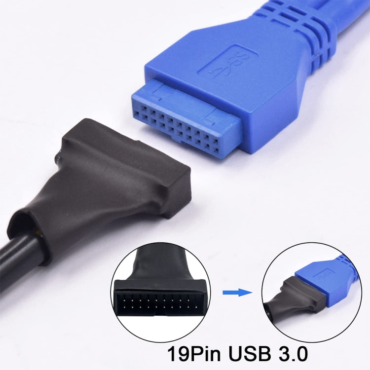 Cable adaptador macho de carcasa USB 2.0 de 9 pines hembra a USB 3.0 de 19 pines, longitud: 15 cm, 9 Pin Female to 19 Pin Male