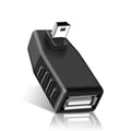 Adaptador Mini USB macho a USB 2.0 AF de 90 grados, 90 Degree Up Angled, 90 Degree Down Angled
