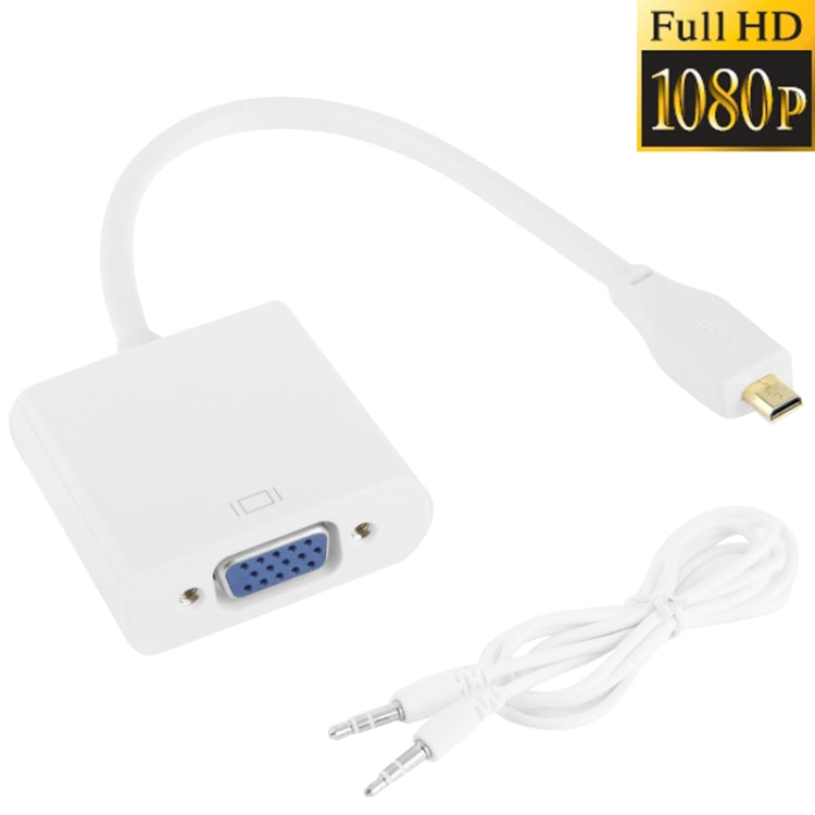 Cable adaptador de vídeo Full HD 1080P Micro HDMI macho a VGA hembra, 22cm, con cable de audio, Micro HDMI