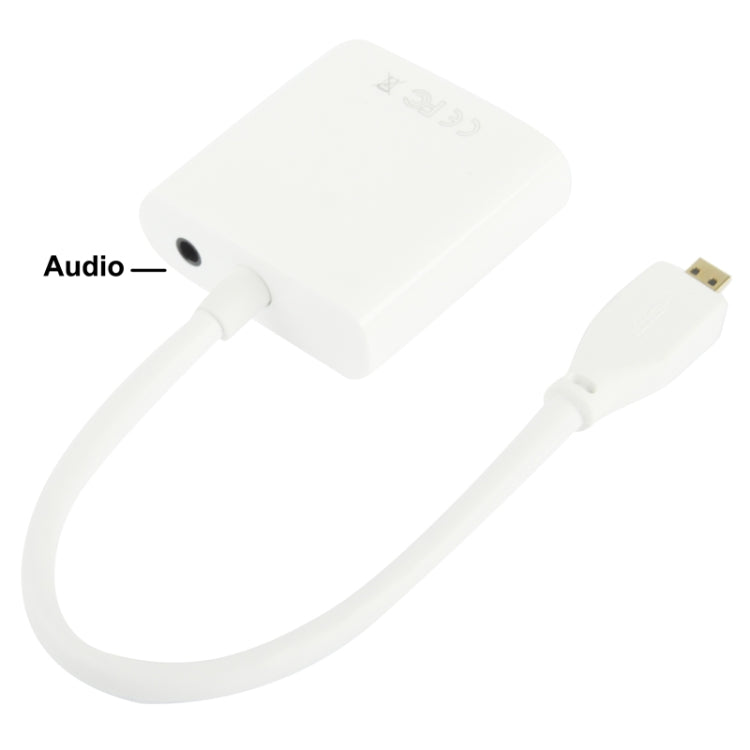 Cable adaptador de vídeo Full HD 1080P Micro HDMI macho a VGA hembra, 22cm, con cable de audio, Micro HDMI