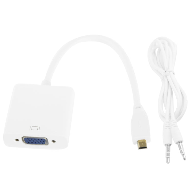 Cable adaptador de vídeo Full HD 1080P Micro HDMI macho a VGA hembra, 22cm, con cable de audio, Micro HDMI