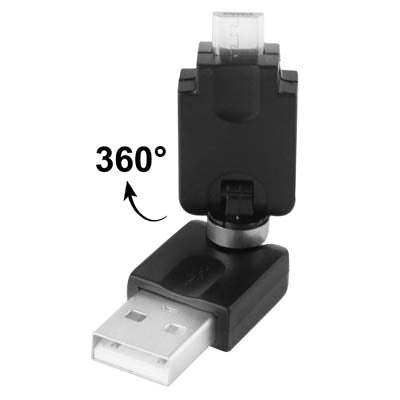 Adaptador giratorio de 360 grados USB 2.0 AM a Micro USB para Galaxy S IV / i9500 / S III / i9300 /Note II / N7100 / i9220 / i9100 / i9082 / Nokia / LG / BlackBerry / HTC One X / Amazon Kindle / Sony Xperia, etc., USB 2.0 AM