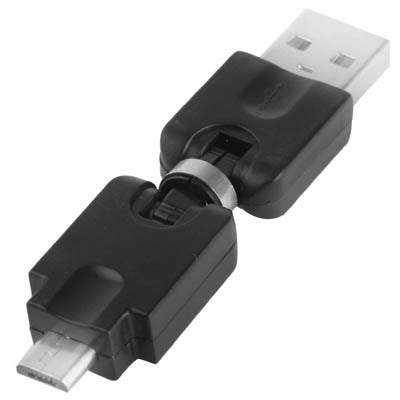 Adaptador giratorio de 360 grados USB 2.0 AM a Micro USB para Galaxy S IV / i9500 / S III / i9300 /Note II / N7100 / i9220 / i9100 / i9082 / Nokia / LG / BlackBerry / HTC One X / Amazon Kindle / Sony Xperia, etc., USB 2.0 AM