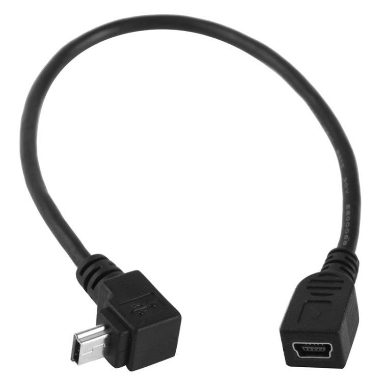 Cable adaptador mini USB macho a mini USB hembra de 90 grados, longitud: 25 cm, 25cm
