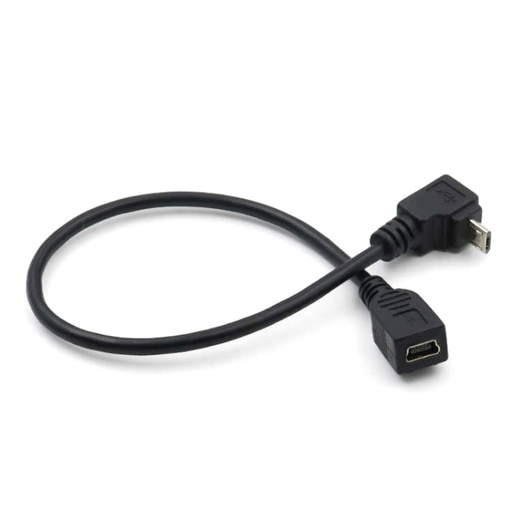 Cable adaptador mini USB macho a mini USB hembra de 90 grados, longitud: 25 cm, 25cm