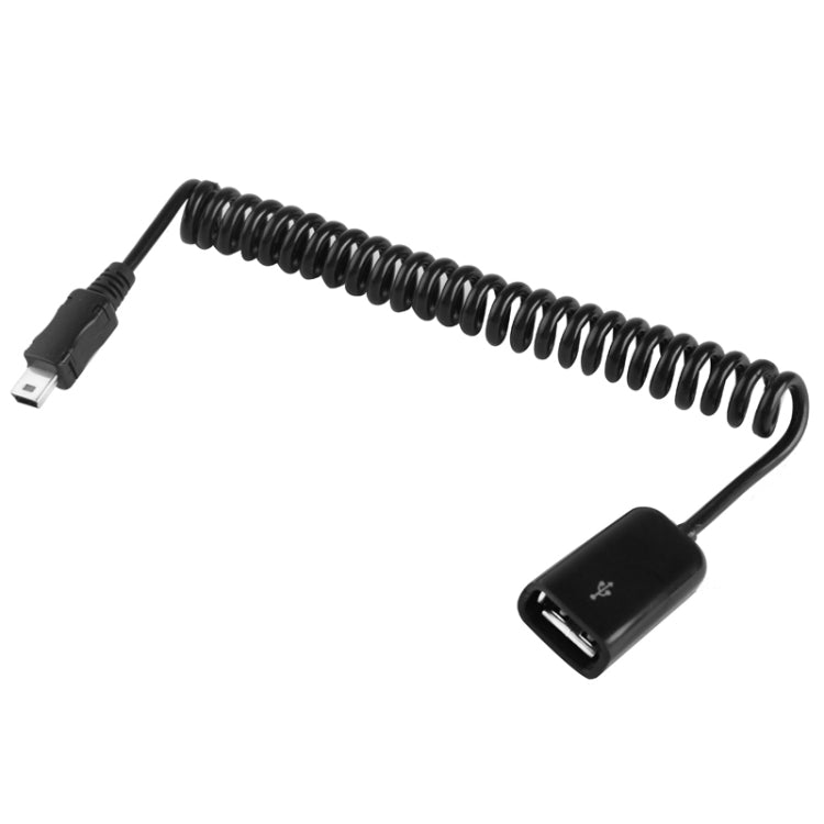 Mini cable en espiral / cable de resorte USB a USB 2.0 AF de 5 pines con función OTG, longitud: 22 cm (se puede extender hasta 85 cm), Mini USB to USB AF, Length: 85cm