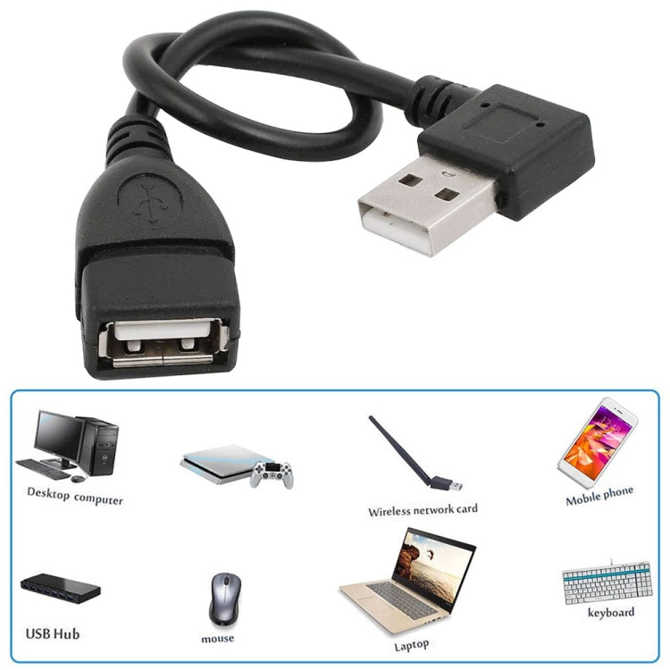 Cable adaptador USB 2.0 AM a AF de 90 grados, longitud: 25 cm