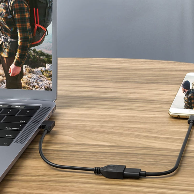 Cable adaptador USB 2.0 AM a AF de 90 grados, longitud: 25 cm