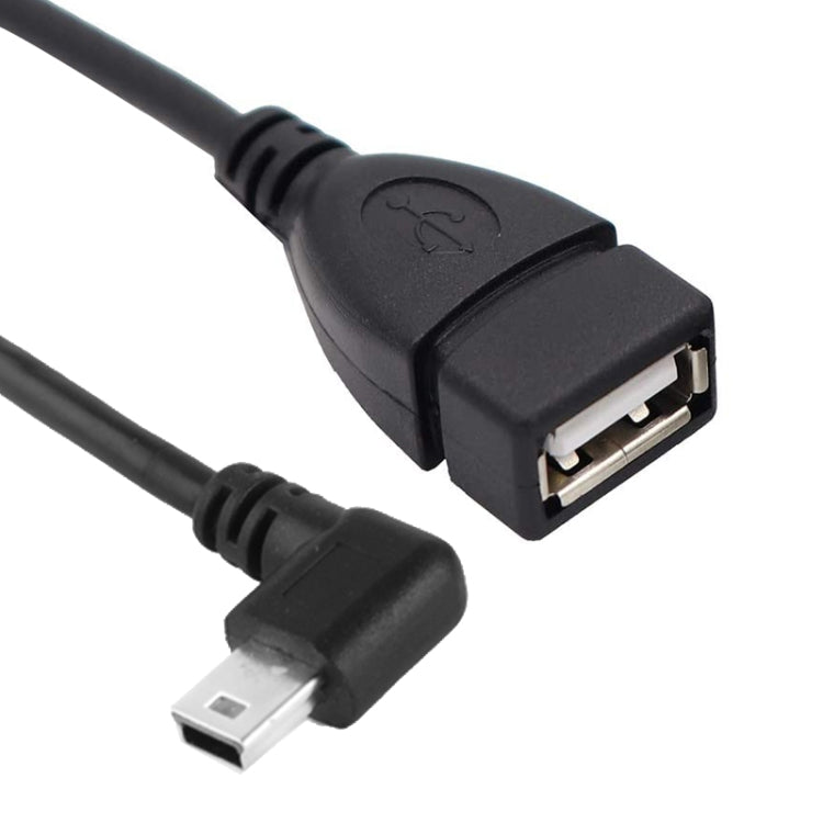 Cable adaptador Mini USB macho a USB 2.0 AF de 90 grados con función OTG, longitud: 25 cm, Left Augle Mini USB, 25cm