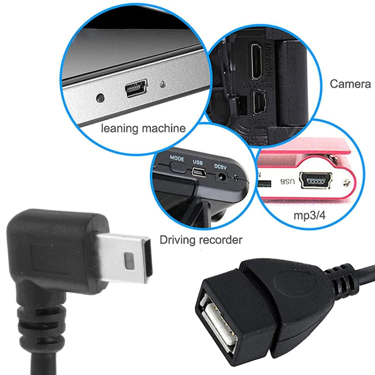 Cable adaptador Mini USB macho a USB 2.0 AF de 90 grados con función OTG, longitud: 25 cm, Left Augle Mini USB, 25cm