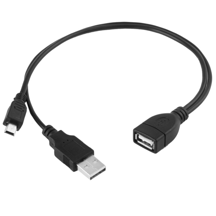 Cable Mini USB Macho + USB 2.0 AM a AF con Función OTG, Longitud: 30 cm / 35 cm, Mini USB + USB AM, 30cm
