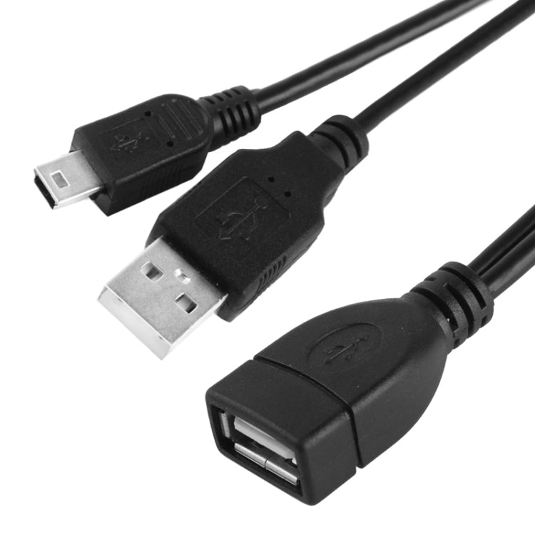 Cable Mini USB Macho + USB 2.0 AM a AF con Función OTG, Longitud: 30 cm / 35 cm, Mini USB + USB AM, 30cm