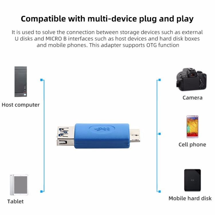 Adaptador macho Super Speed USB 3.0 AF a USB 3.0 Micro-B, AF to Micro BM