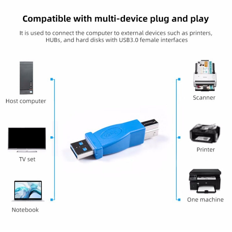 Adaptador USB 3.0 AM a BM de alta velocidad, AM  to BM