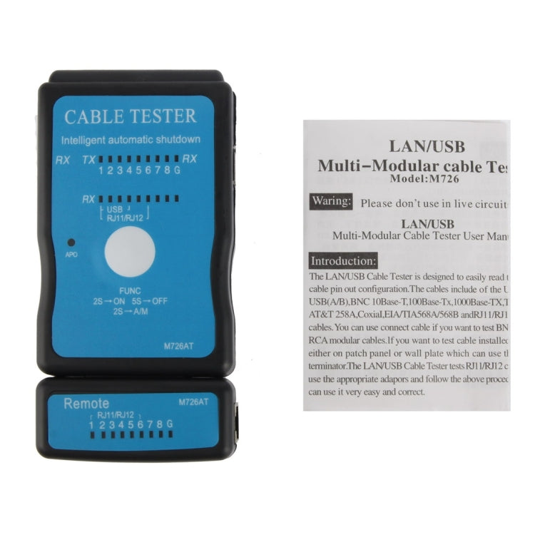 Cable USB, Probador de Cable de Red Multifunción RJ45 y RJ11, RJ45/RJ11 Blue