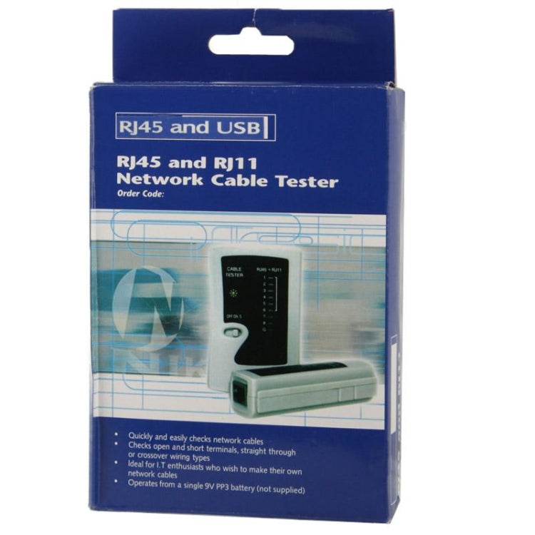 Probador de cables de red RJ45 y RJ11, RJ45/RJ11 Black