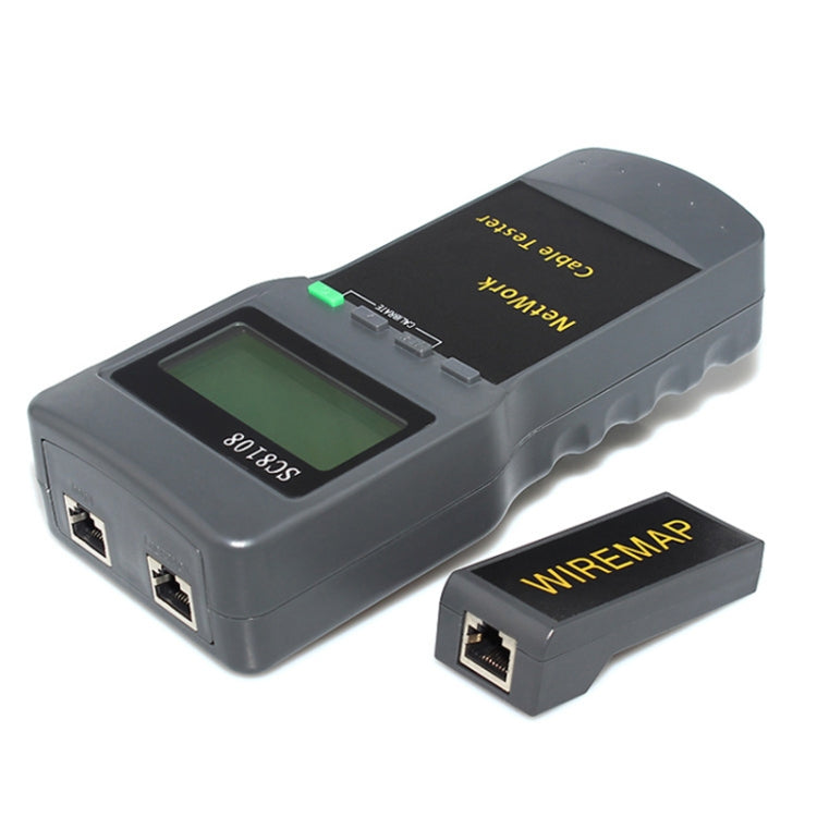 Probador de cable de red inalámbrico portátil SC8108 LCD Digital PC red de datos CAT5 RJ45 LAN medidor de Cable de teléfono, RJ45 Black
