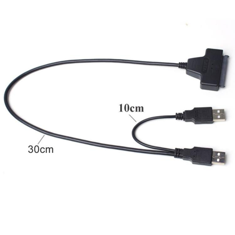 Cable adaptador de disco duro doble USB 2.0 a SATA para HDD / SSD SATA de 2,5 pulgadas, Double USB 2.0 to SATA