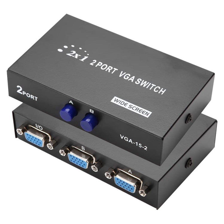 Caja de interruptores VGA de 2 puertos, salida 2 en 1 para monitor LCD de TV para PC - HD15 (FJ-15-2C)