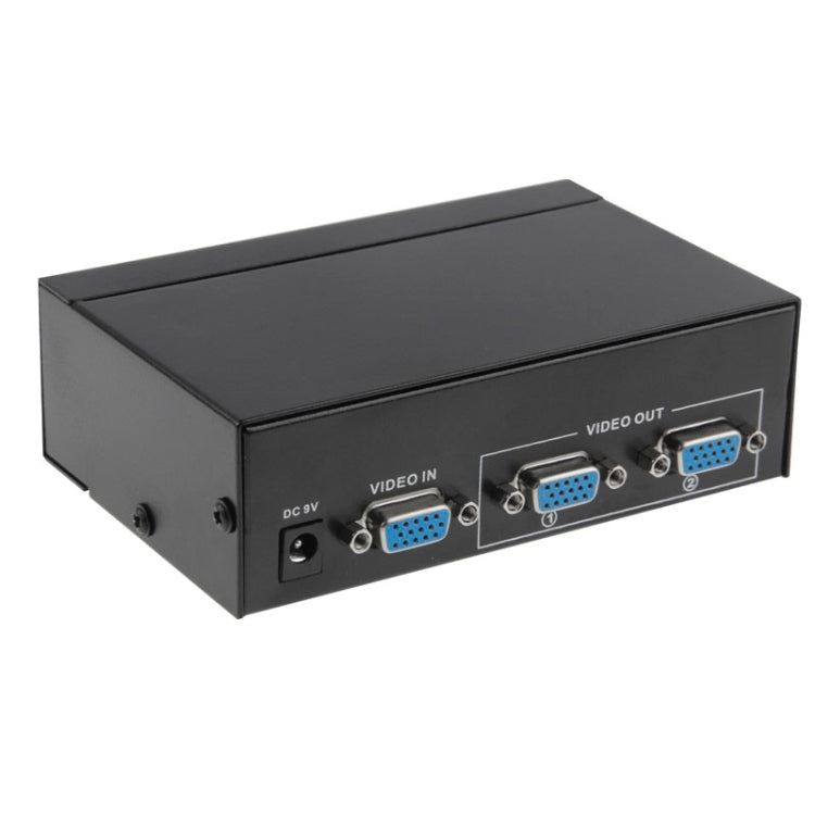 FJ-2502A Divisor de vídeo VGA de 2 puertos Soporte de alta resolución 1920 x 1440 Ancho de banda de vídeo de 250 MHz, 2 Ports Splitter Black