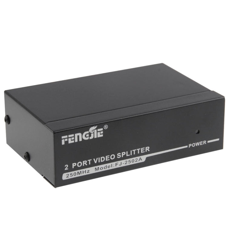 FJ-2502A Divisor de vídeo VGA de 2 puertos Soporte de alta resolución 1920 x 1440 Ancho de banda de vídeo de 250 MHz, 2 Ports Splitter Black