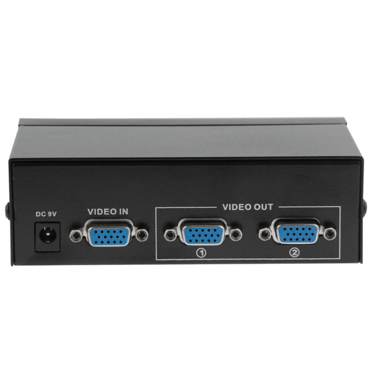 FJ-2502A Divisor de vídeo VGA de 2 puertos Soporte de alta resolución 1920 x 1440 Ancho de banda de vídeo de 250 MHz, 2 Ports Splitter Black