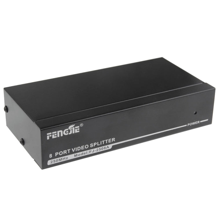 FJ-2508A Divisor de vídeo VGA de 8 puertos Soporte de alta resolución 1920 x 1440 Ancho de banda de vídeo de 250 MHz, 8 Ports Splitter Black