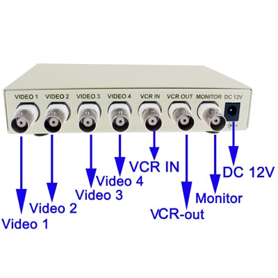 Divisor de procesador de 4 canales de vídeo de seguridad cuádruple en color CCTV (blanco), 4 Channel Processor