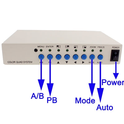 Divisor de procesador de 4 canales de vídeo de seguridad cuádruple en color CCTV (blanco), 4 Channel Processor