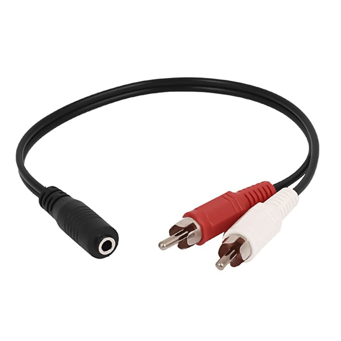 Cable jack estéreo hembra de 3,5 mm a 2 conectores RCA macho, longitud: 38 cm, 3.5mm to 2 RCA Male