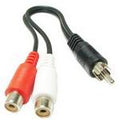 Adaptador de cable de video divisor en Y de 2 RCA AV hembra a 1 RCA macho, longitud: 26,5 cm, 1 RCA Male to 2 RCA Female