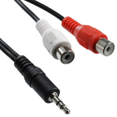 Cable de audio Y de 2 RCA hembra a conector macho de 3,5 mm, longitud: 20 cm, 3.5mm to 2 RCA Female
