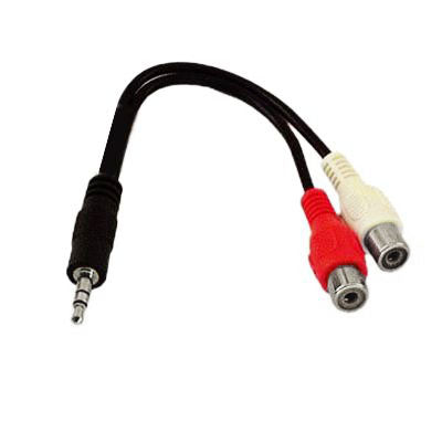 Cable de audio Y de 2 RCA hembra a conector macho de 3,5 mm, longitud: 20 cm, 3.5mm to 2 RCA Female