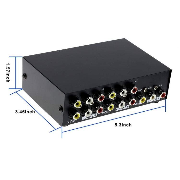 Caja de interruptor AV RCA de audio y vídeo de 4 puertos de entrada y 1 salida, 4 Input 1 Output-
