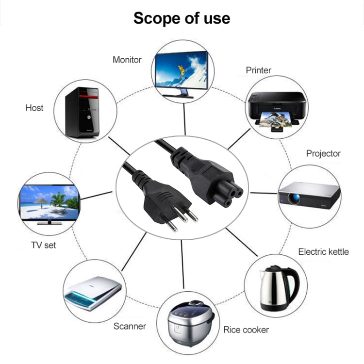 Cable de alimentación de CA para computadora portátil Brasil estilo Brasil de 3 clavijas, longitud: 1,8 m (OD6.8), 3 Prong Style Brazil, Length: 1.8m  (OD6.8)