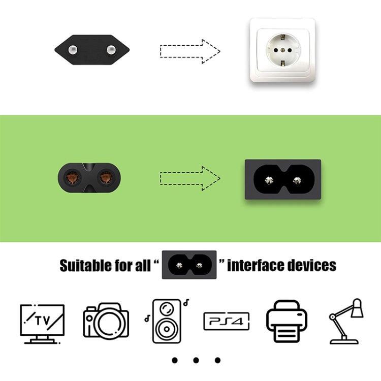 Cable de alimentación de CA para portátil de la UE, estilo UE, de alta calidad, 2 clavijas, longitud: 1,5 m, 2 Prong Style EU Plug, Length: 1.5m