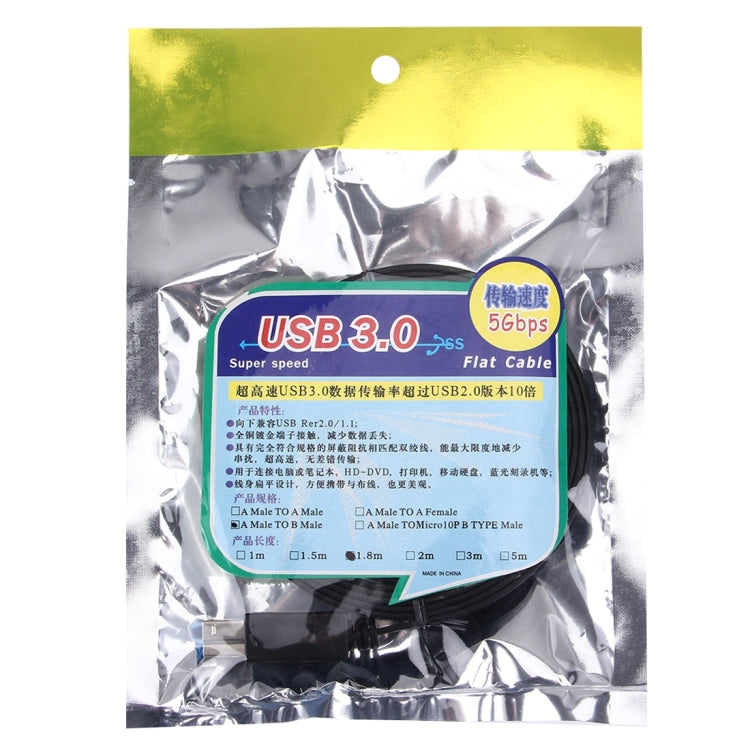 Cable USB 3.0 AM a BM, longitud: 1,8 m, Length: 1.8m (Black)