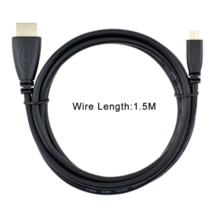 Cable Micro HDMI de 1,5 m a HDMI de 19 pines, versión 1.4, HDMI Male, Length: 1.5m