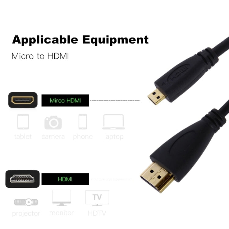 Cable Micro HDMI de 1,5 m a HDMI de 19 pines, versión 1.4, HDMI Male, Length: 1.5m