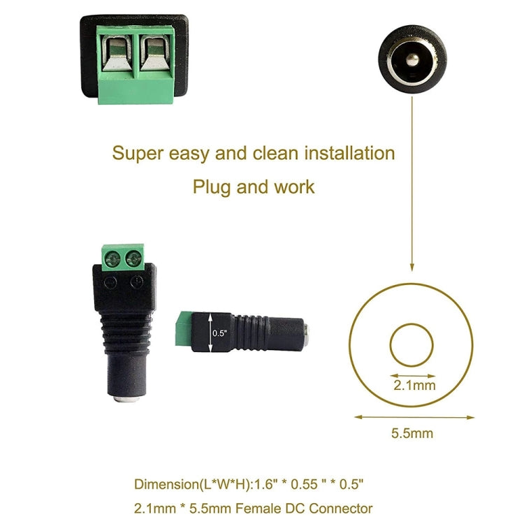 Conector hembra de alimentación CC CCTV de 10 piezas