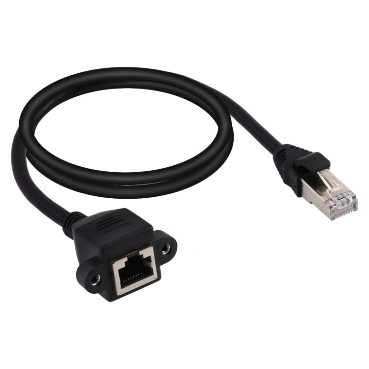 Cable de extensión de bloqueo de tornillo de montaje en panel de red RJ45 hembra a macho CAT5E, longitud: 1,5 m, 1.5m