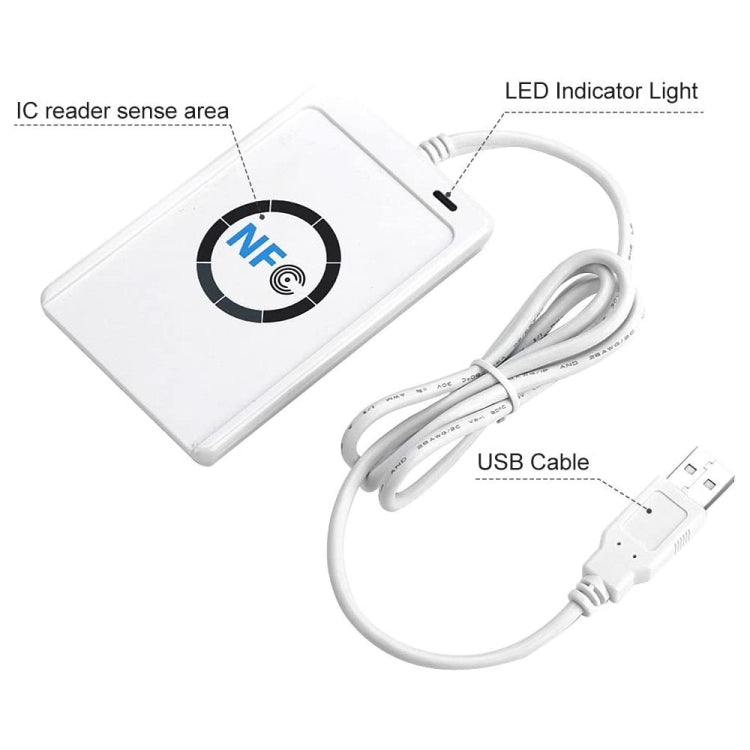 Lector de tarjetas inteligentes sin contacto ACR122 NFC RFID USB, velocidad de lectura y escritura de hasta 212 Kbps/242 Kbps