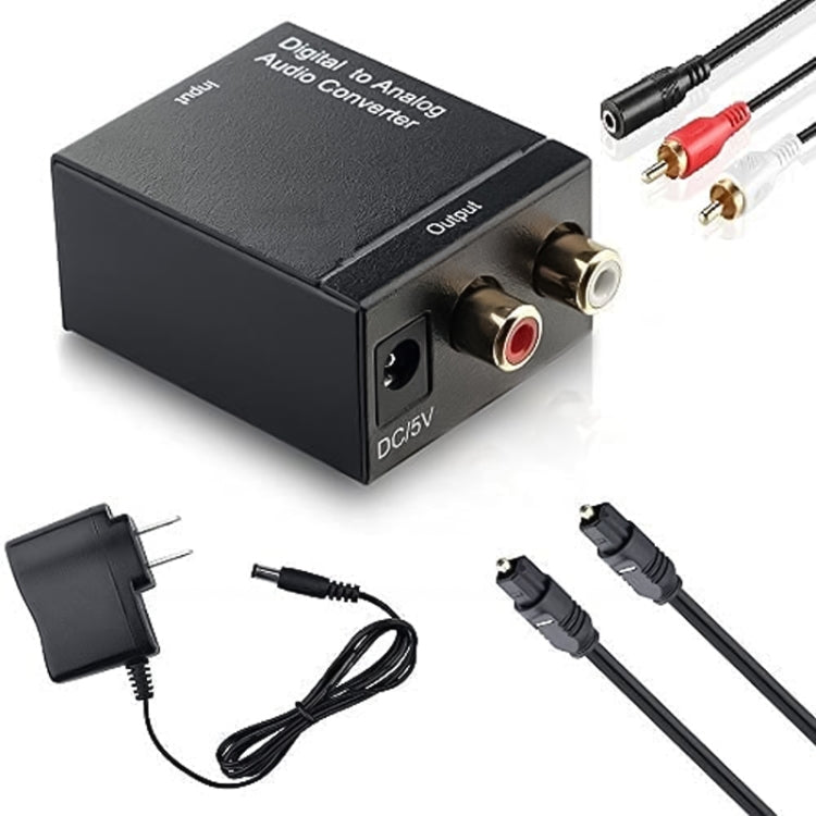 Convertidor de audio digital óptico coaxial Toslink a RCA analógico (negro), Spdif+Coaial to 2RCA